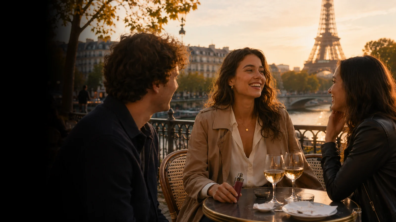 Lusmind Arc Pod S leather edition at a Paris riverside cafe